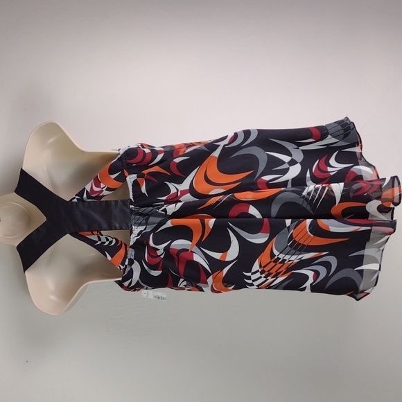 BISOU BISOU Black Very Leather Like Strap Modern Art Graphic Captivating Tank - Picture 8 of 16